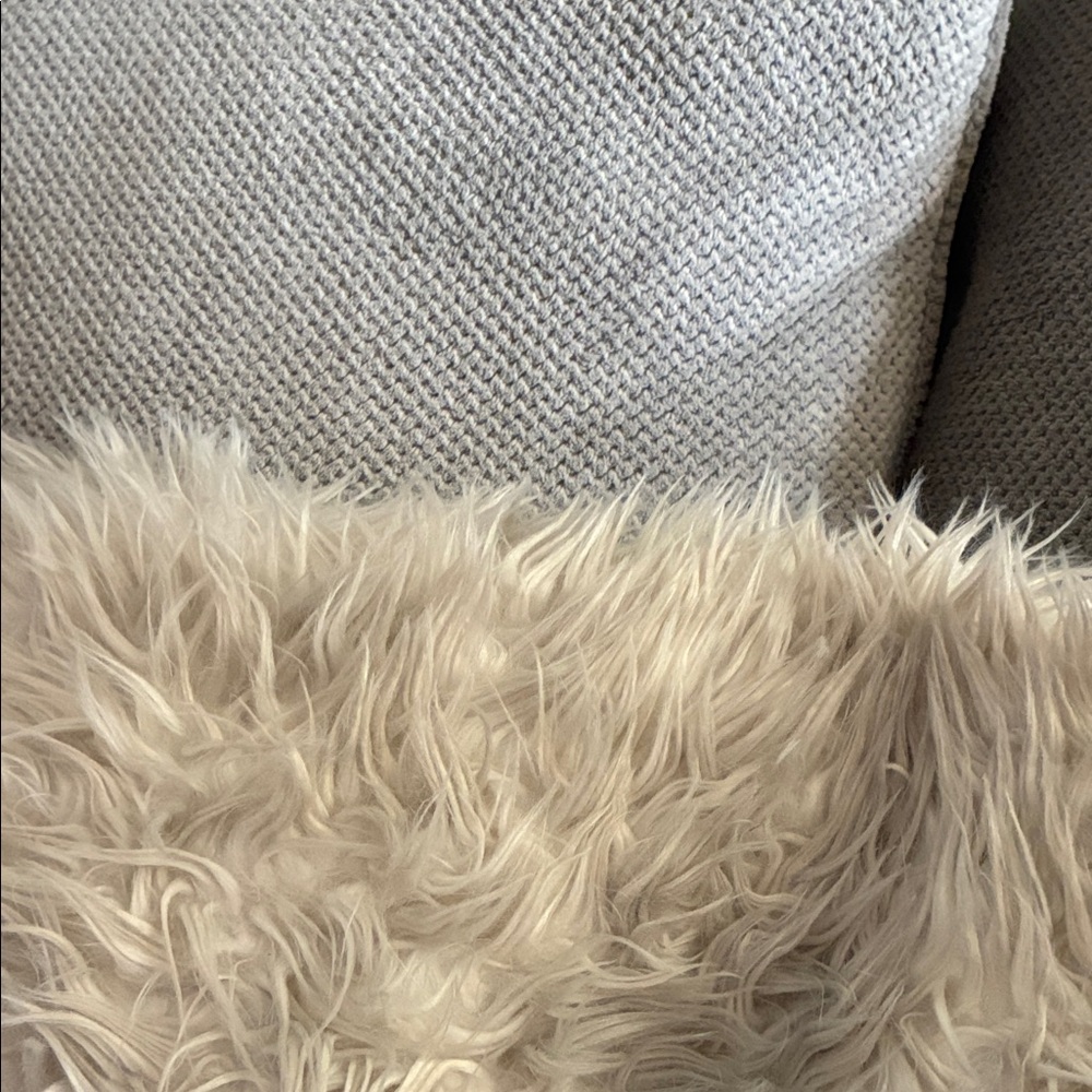 Cozy Gray and Cream Textured Throw Blanket